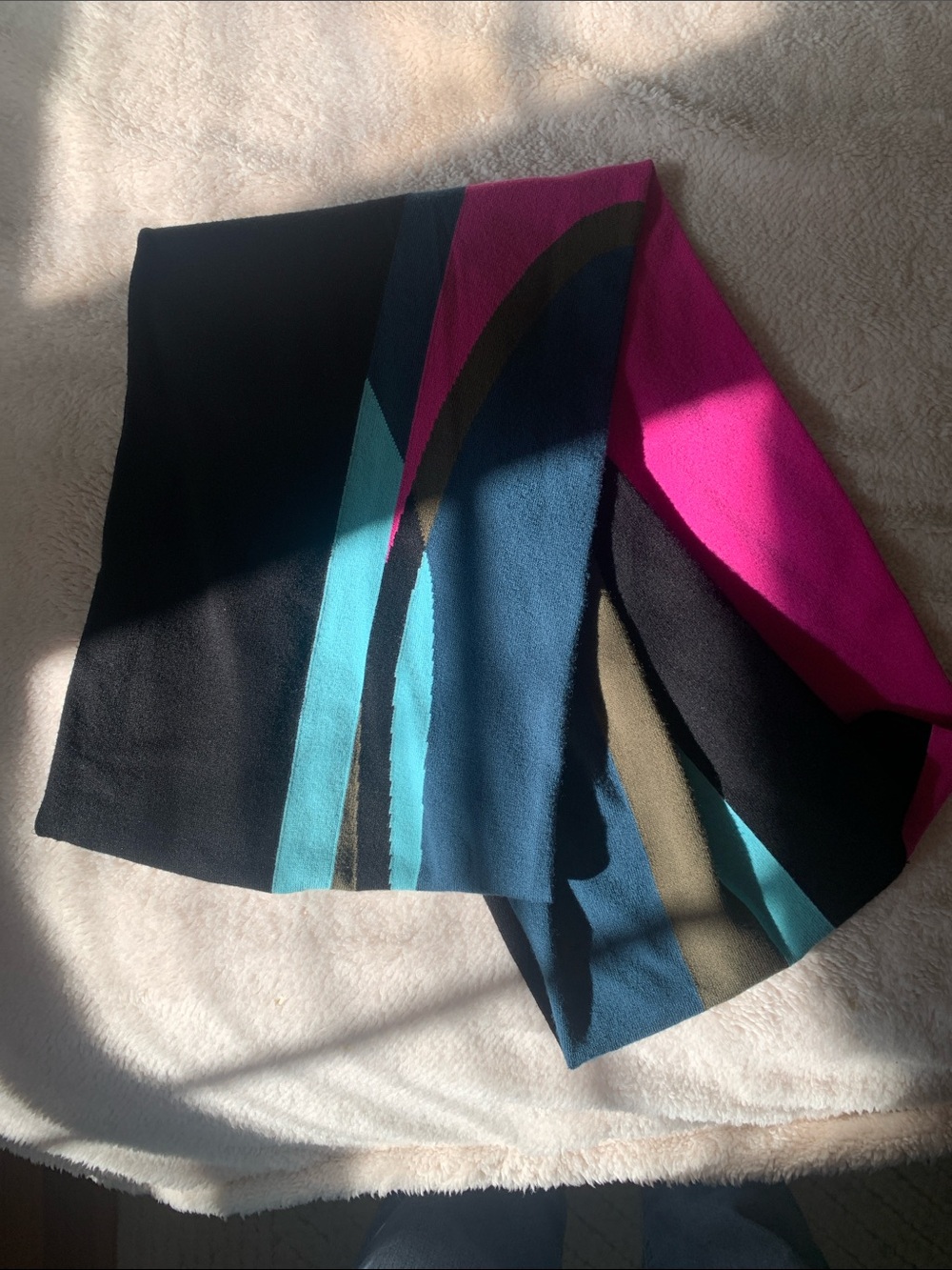 KNIT SCARF MERINO WOOL ABSTRACT - Picture 6 of 6